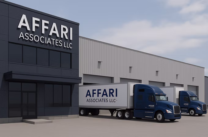 CarrierIntel by Affari — Affari Associates distribution facility with branded trucks.